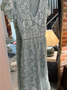 Reserved Pale blue Lace Midi Dress